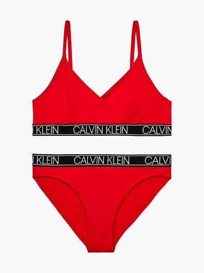 Calvin Klein Ruhák HU236237 | Calvin Klein Logo Tape Triangle Lány Bikini Szett Piros